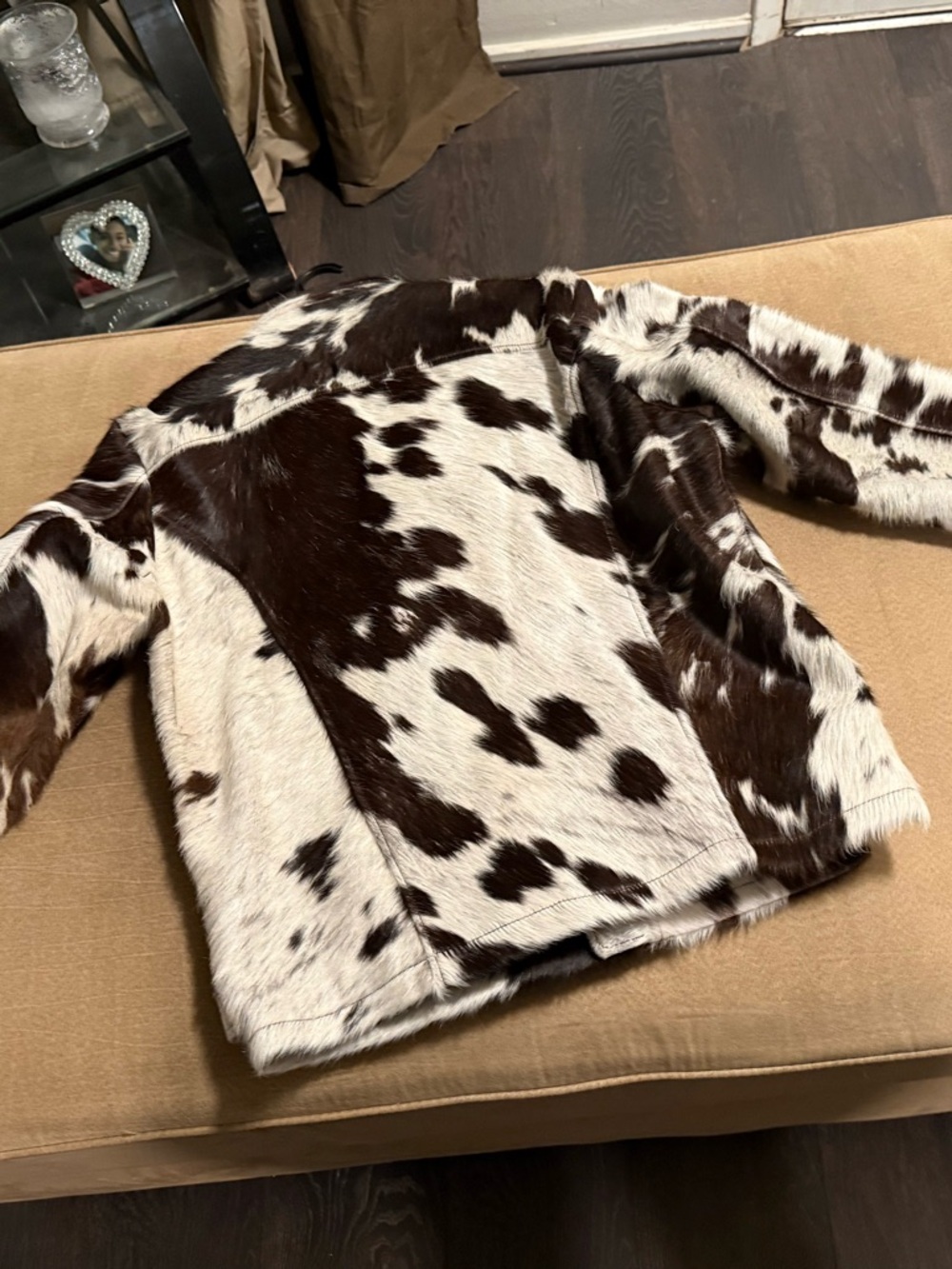 Cowhide Faux Fur Western Jacket - Brown & White